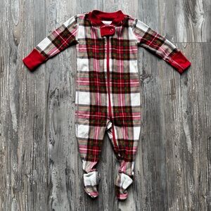 Hanna Andersson Plaid Holiday Long Sleeve Footie Pajamas Zipper 3-6 Months